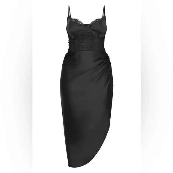 black dresses pretty little thing Jezika Tied Shoulder Mini Dress Black